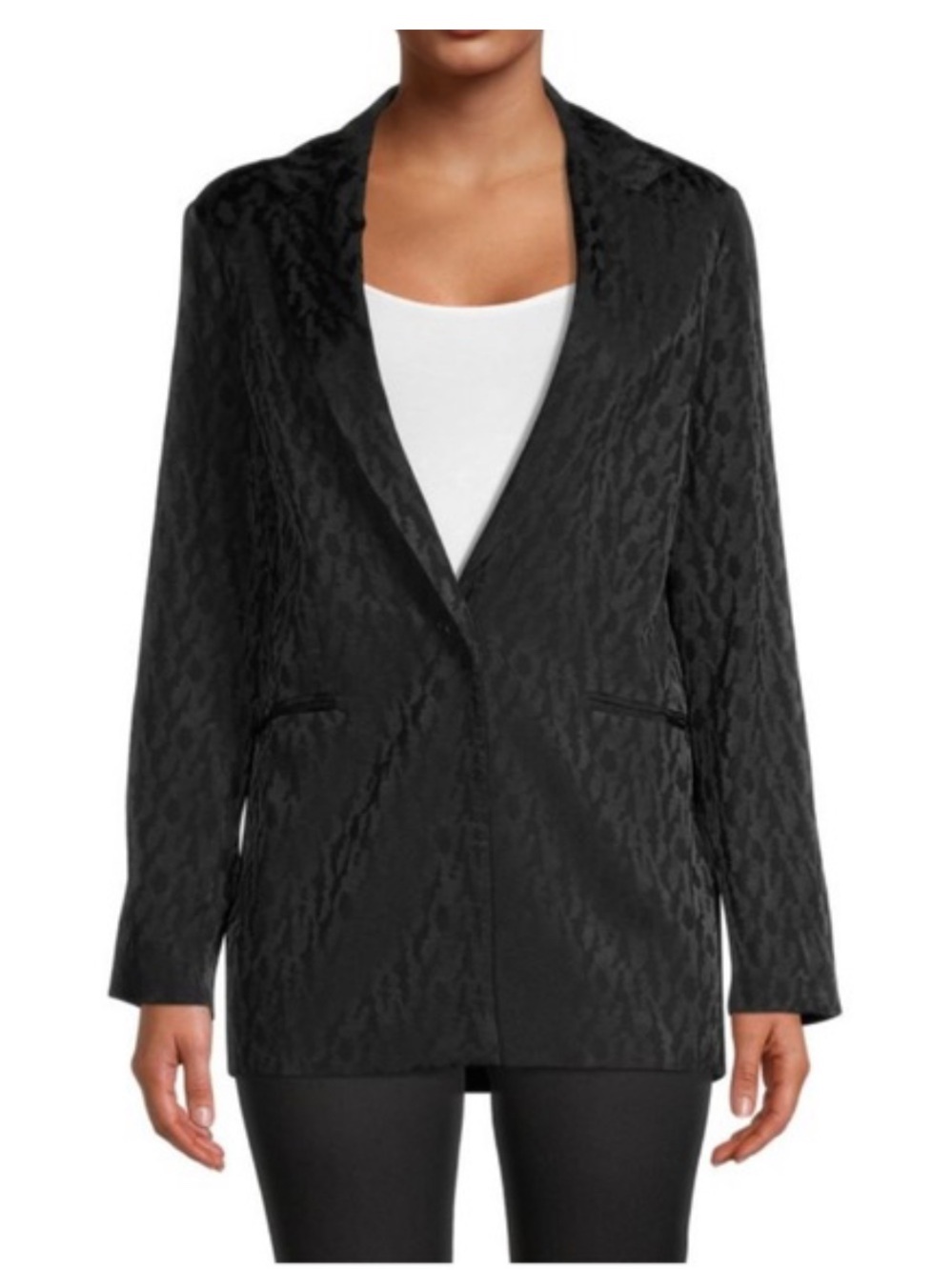 Maje Black Leopard-Textured Women's Blazer Jacket